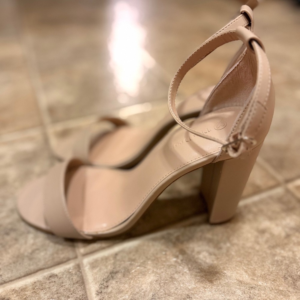 The Drop Avery Women Nude Beige Block Heel Ankle Strap Sandal Size 9.5 High Heel - Picture 7 of 12